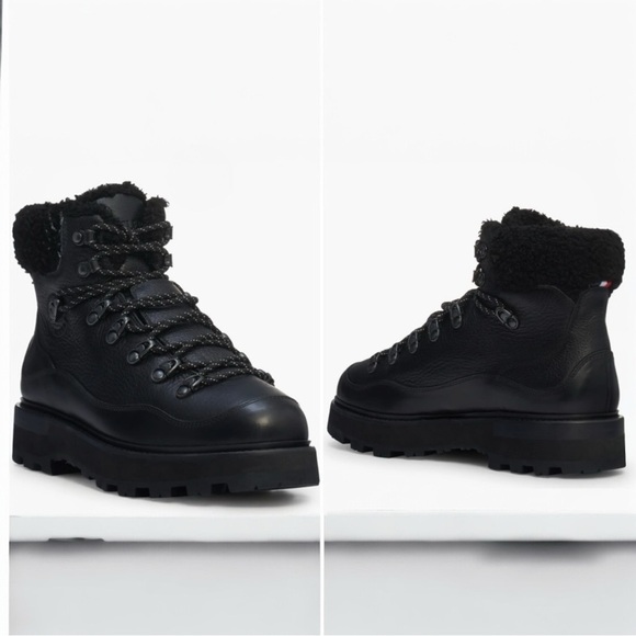 Moncler Peka Trek Leather Shearling Hiking Combat Boots Booties Size 7 New - Picture 4 of 14